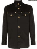 Versace stretch denim Medusa button shirt