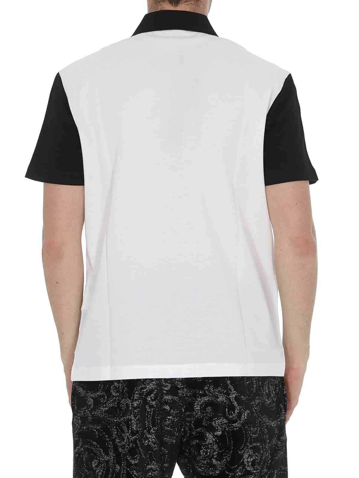 Versace Medusa Print Two Tone Polo Shirt