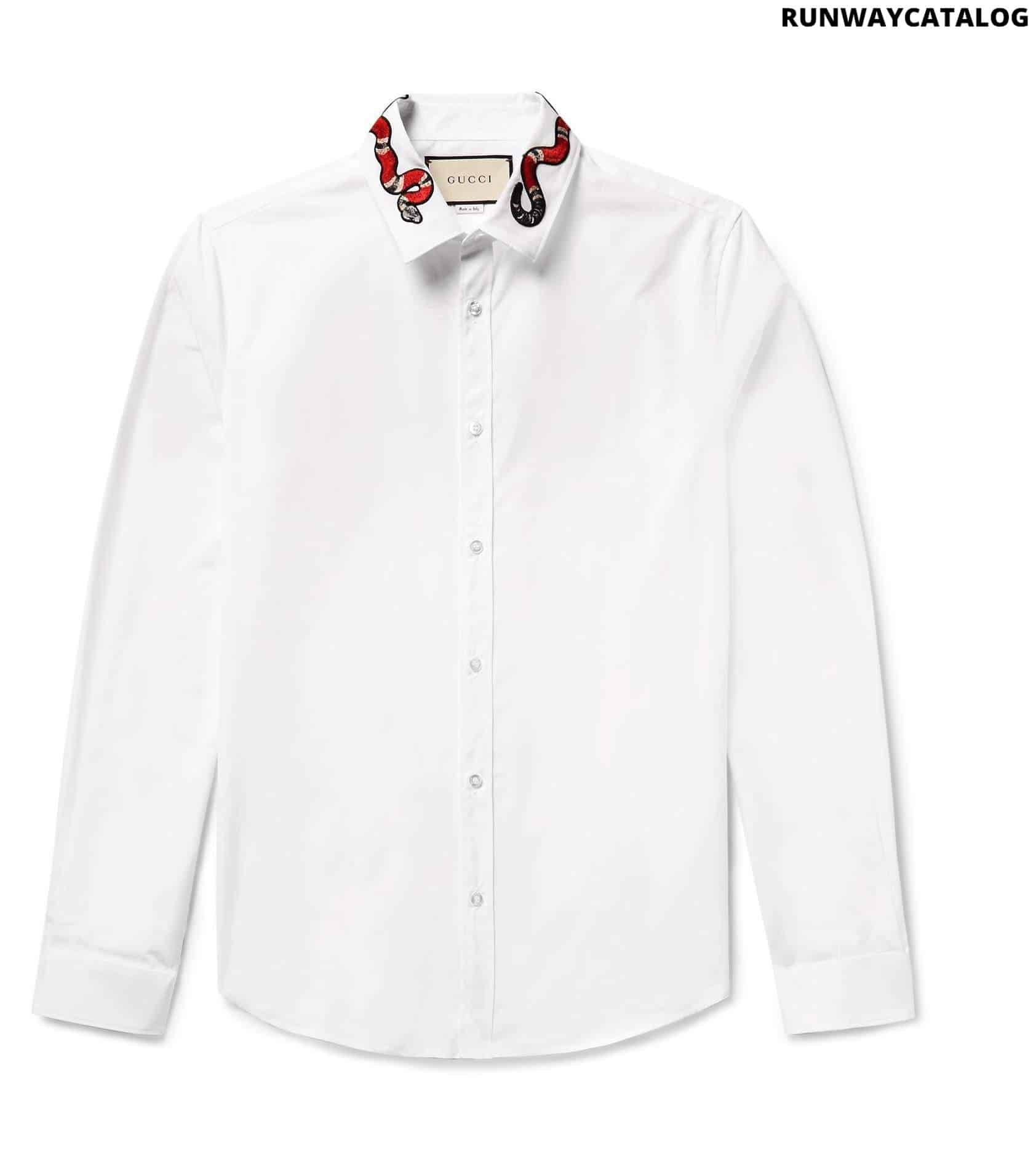 Gucci Cotton Duke shirt with snake embroidered collar