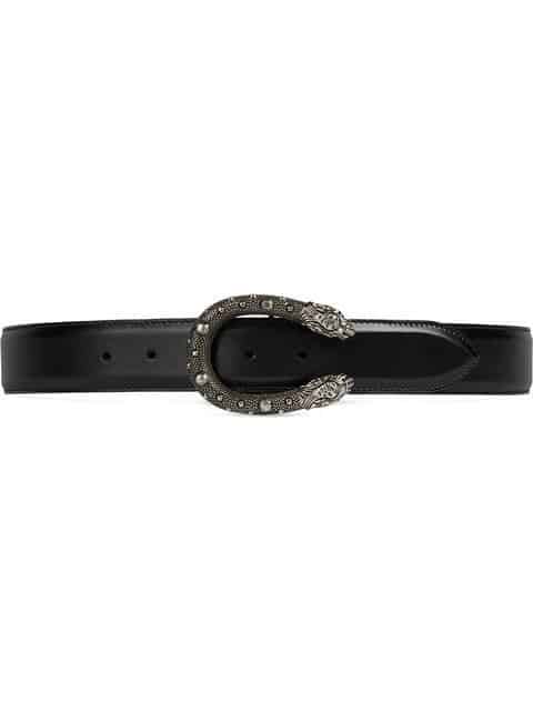 GUCCI Leather belt with tiger head buckle