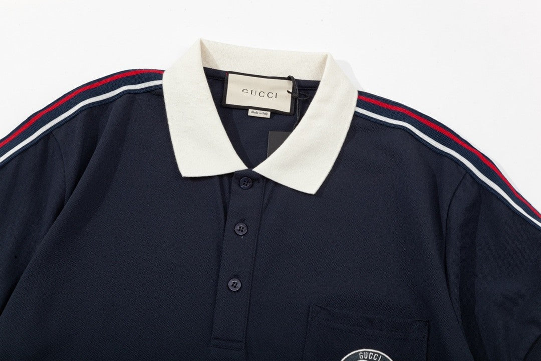 Gucci Side Stripe Logo Pique Polo