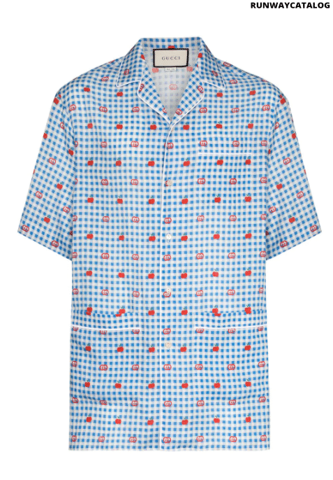 Gucci gingham logo apple shirt