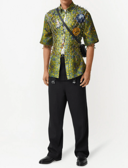 Burberry fish scale-print appliqué shirt