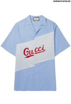 GUCCI Oversized Camp-Collar Logo-Embroidered Cotton-Poplin Shirt