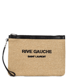 SAINT LAURENT Rive Gauche raffia pouch