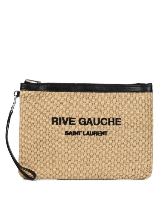 SAINT LAURENT Rive Gauche raffia pouch