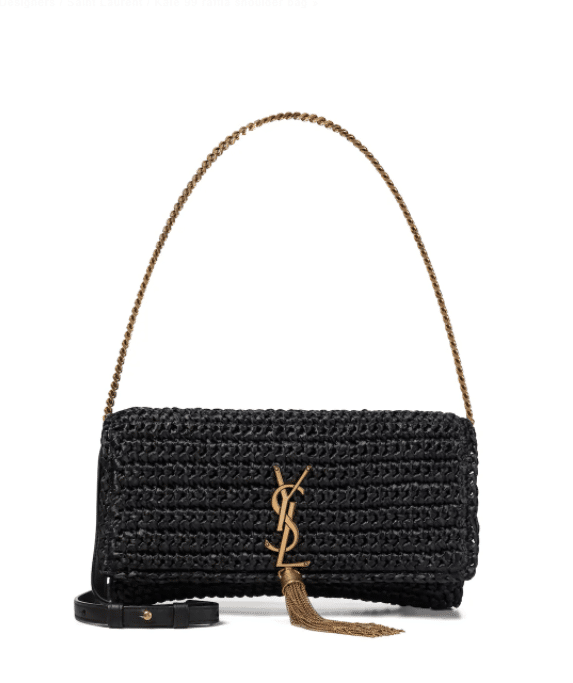 SAINT LAURENT Kate 99 raffia shoulder bag