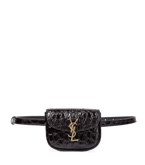 SAINT LAURENT Kaia croc-effect leather belt bag