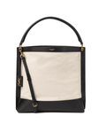 SAINT LAURENT Tag leather-trimmed canvas tote