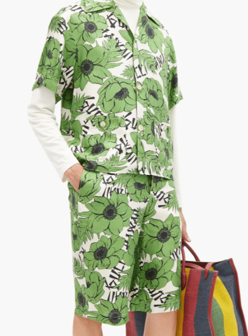 GUCCI Cuban-collar floral-print silk shirt