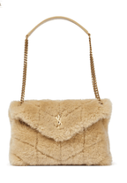 SAINT LAURENT Loulou Puffer Small shearling shoulder bag