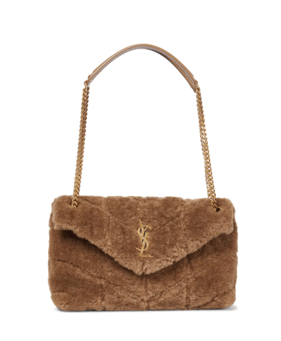 SAINT LAURENT Loulou Puffer Small shearling shoulder bag