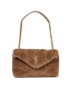 SAINT LAURENT Loulou Puffer Small shearling shoulder bag