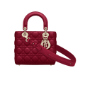 Christian Dior Cherry Red Lady Dior Small Lambskin Bag