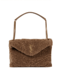 SAINT LAURENT Loulou Puffer Medium shearling shoulder bag