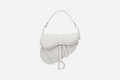 Christian Dior Chalk White Saddle Braided Leather Strips with Fringe Bag