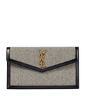 SAINT LAURENT Uptown Small leather-trimmed clutch