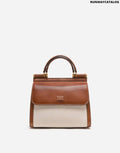 DOLCE &amp; GABBANA SMALL SICILY 58 BAG IN CANVAS AND COWHIDE