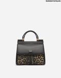 DOLCE &amp; GABBANA SMALL SICILY 58 BAG IN LEOPARD PRINT RAFFIA