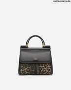 DOLCE &amp; GABBANA SMALL SICILY 58 BAG IN LEOPARD PRINT RAFFIA
