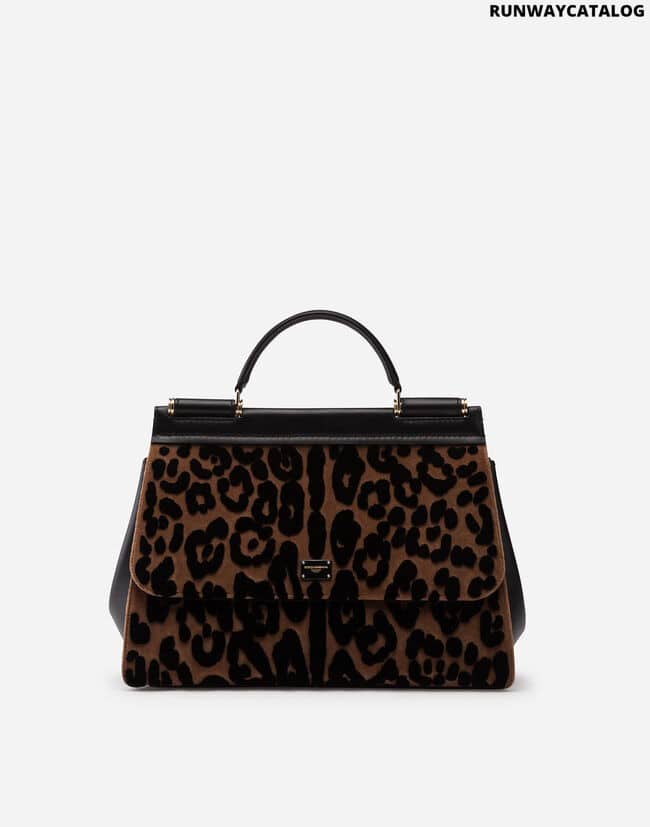 DOLCE &amp; GABBANA SOFT MEDIUM SICILY BAG IN LEOPARD PRINT VELVET STITCH
