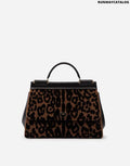 DOLCE &amp; GABBANA SOFT MEDIUM SICILY BAG IN LEOPARD PRINT VELVET STITCH