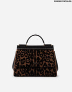 DOLCE &amp; GABBANA SOFT MEDIUM SICILY BAG IN LEOPARD PRINT VELVET STITCH