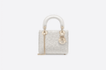 Christian Dior Mini Chalk White Lady Dior Wavy Shiny Crinkled Lambskin Bag