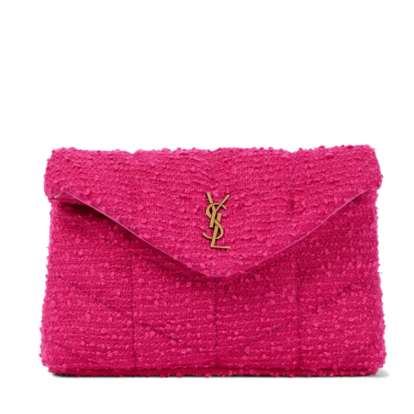 SAINT LAURENT Loulou Puffer tweed clutch