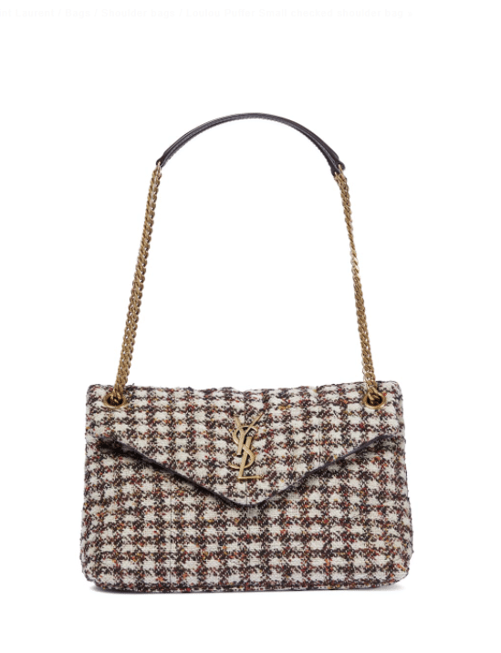 SAINT LAURENT Loulou Puffer Small checked shoulder bag