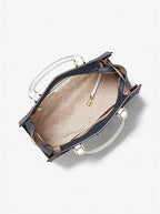 Michael Kors Nouveau Hamilton Large Logo Stripe Satchel