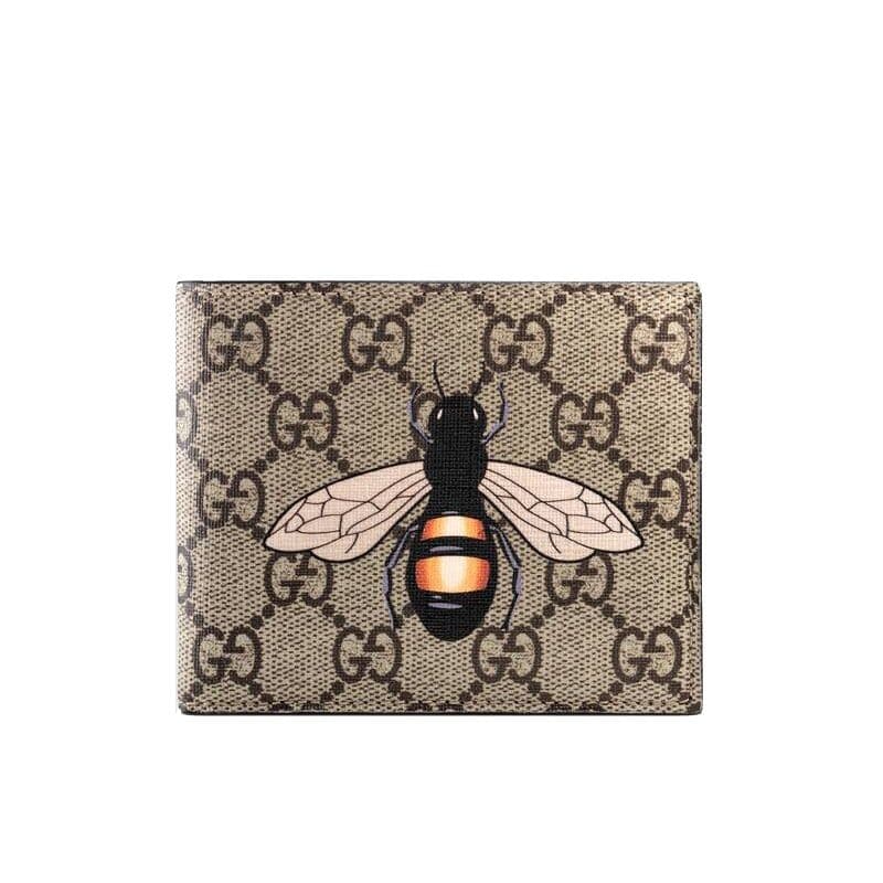 Gucci Bee print GG Supreme Wallet