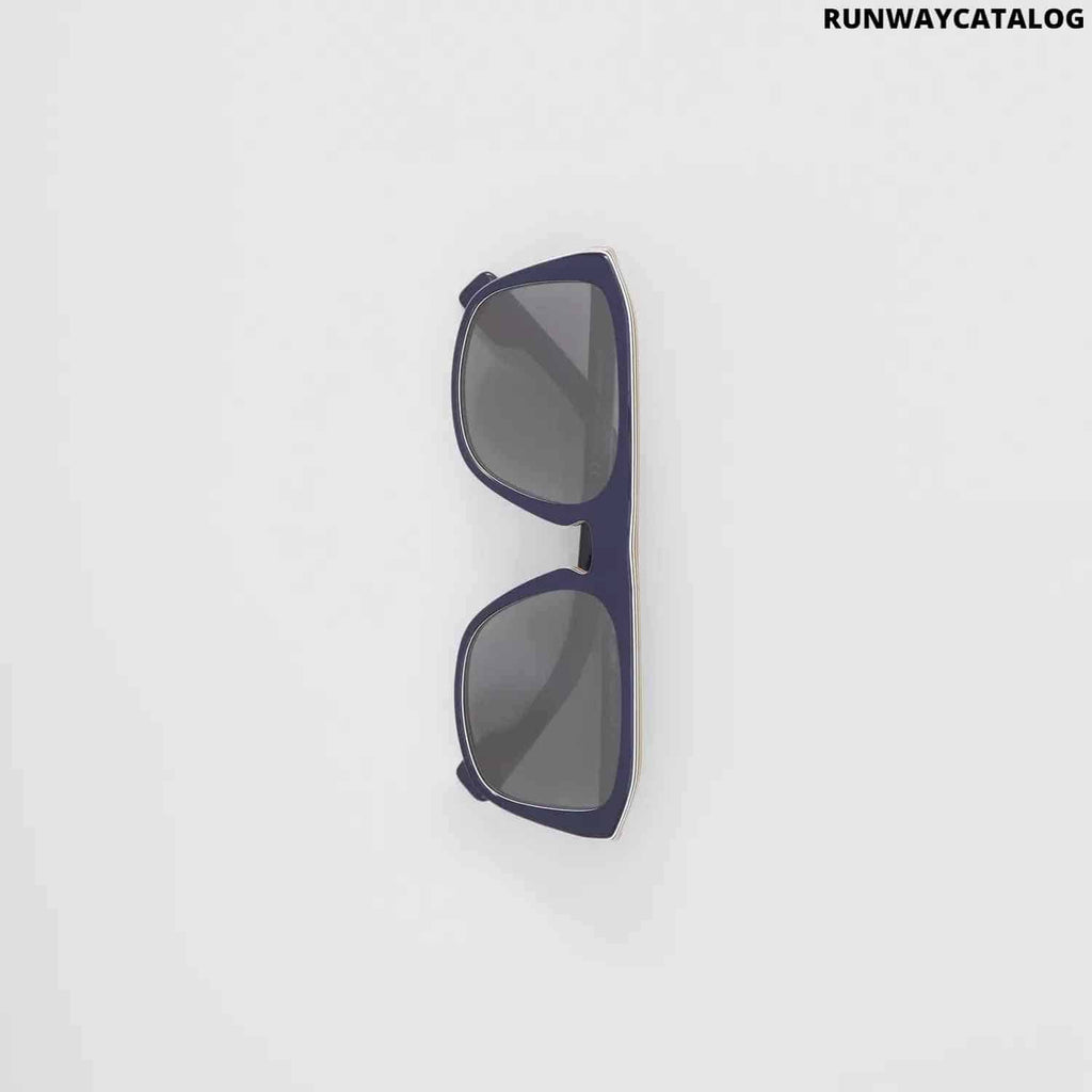 Burberry Icon Stripe Detail Square Frame Sunglasses