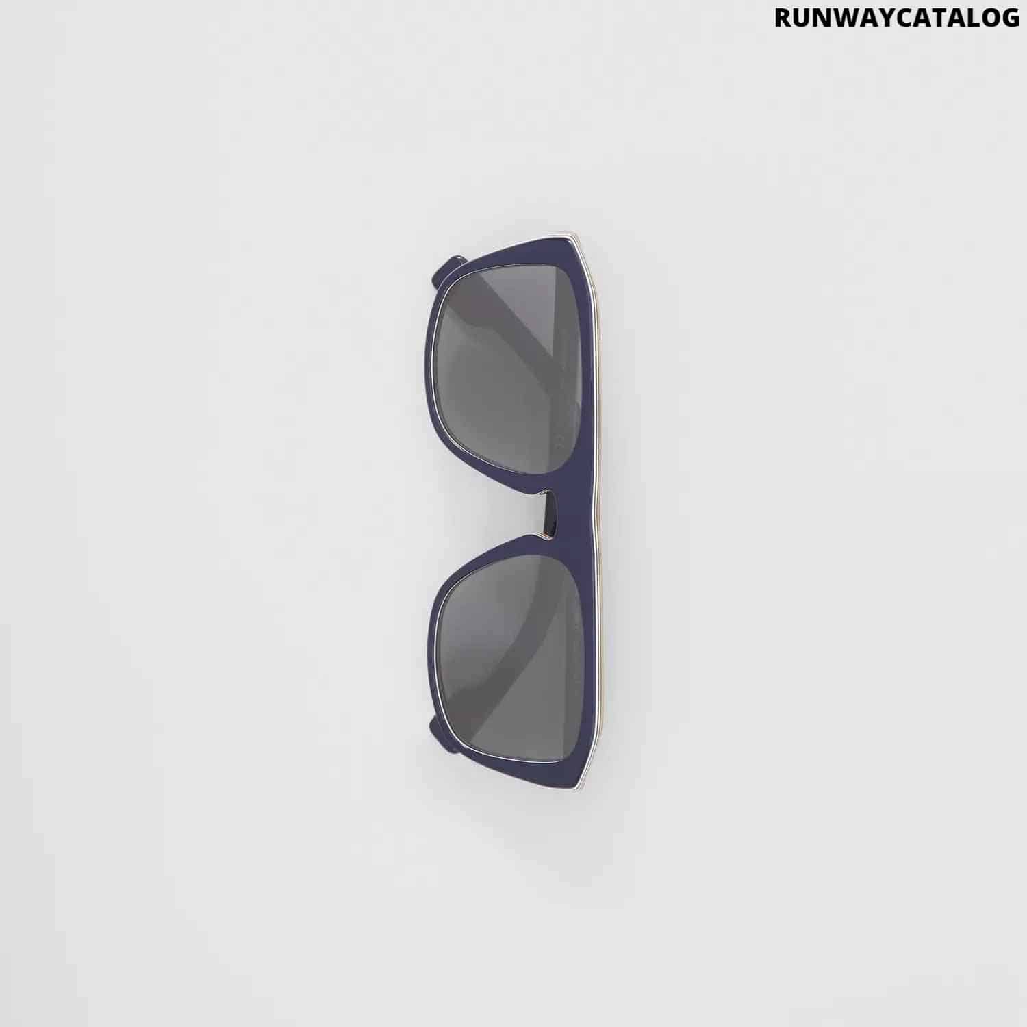 Burberry Icon Stripe Detail Square Frame Sunglasses