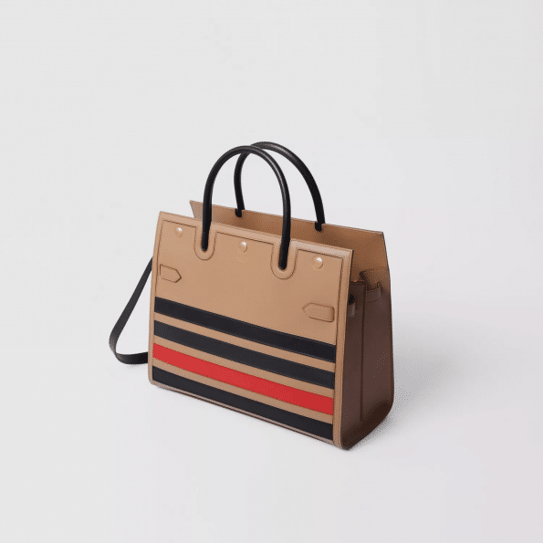 Burberry Medium Striped Intarsia Leather Two-handle Title Bag