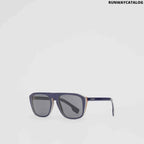 Burberry Icon Stripe Detail Square Frame Sunglasses