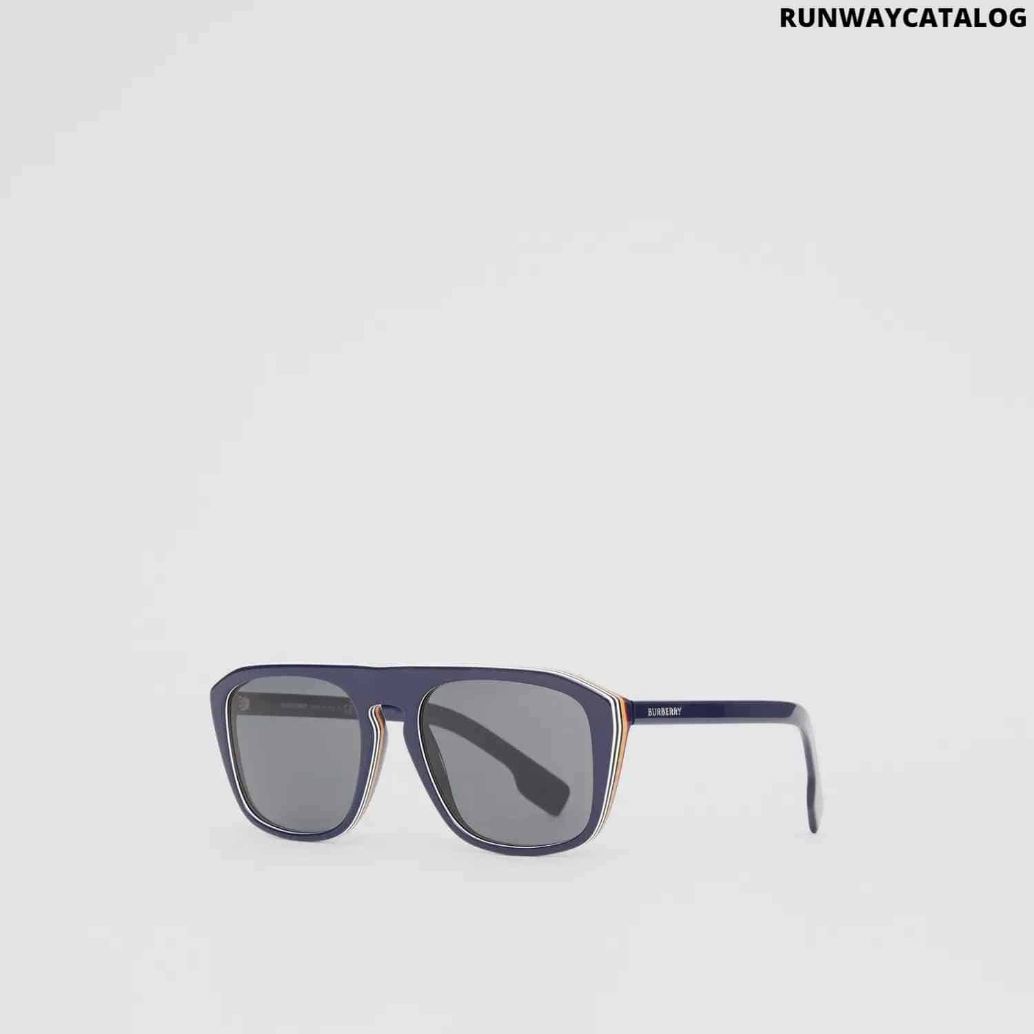 Burberry Icon Stripe Detail Square Frame Sunglasses