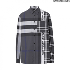 Burberry Logo Print Patchwork Check Cotton Oversized Shirt