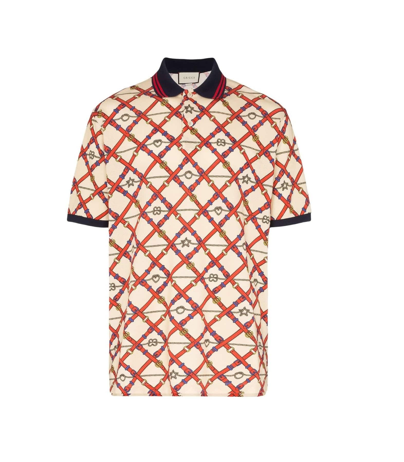Gucci belt logo print polo t shirt