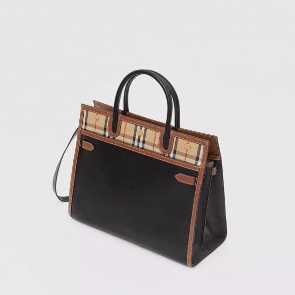 Burberry Medium Leather and Vintage Check Two-handle Title Bag