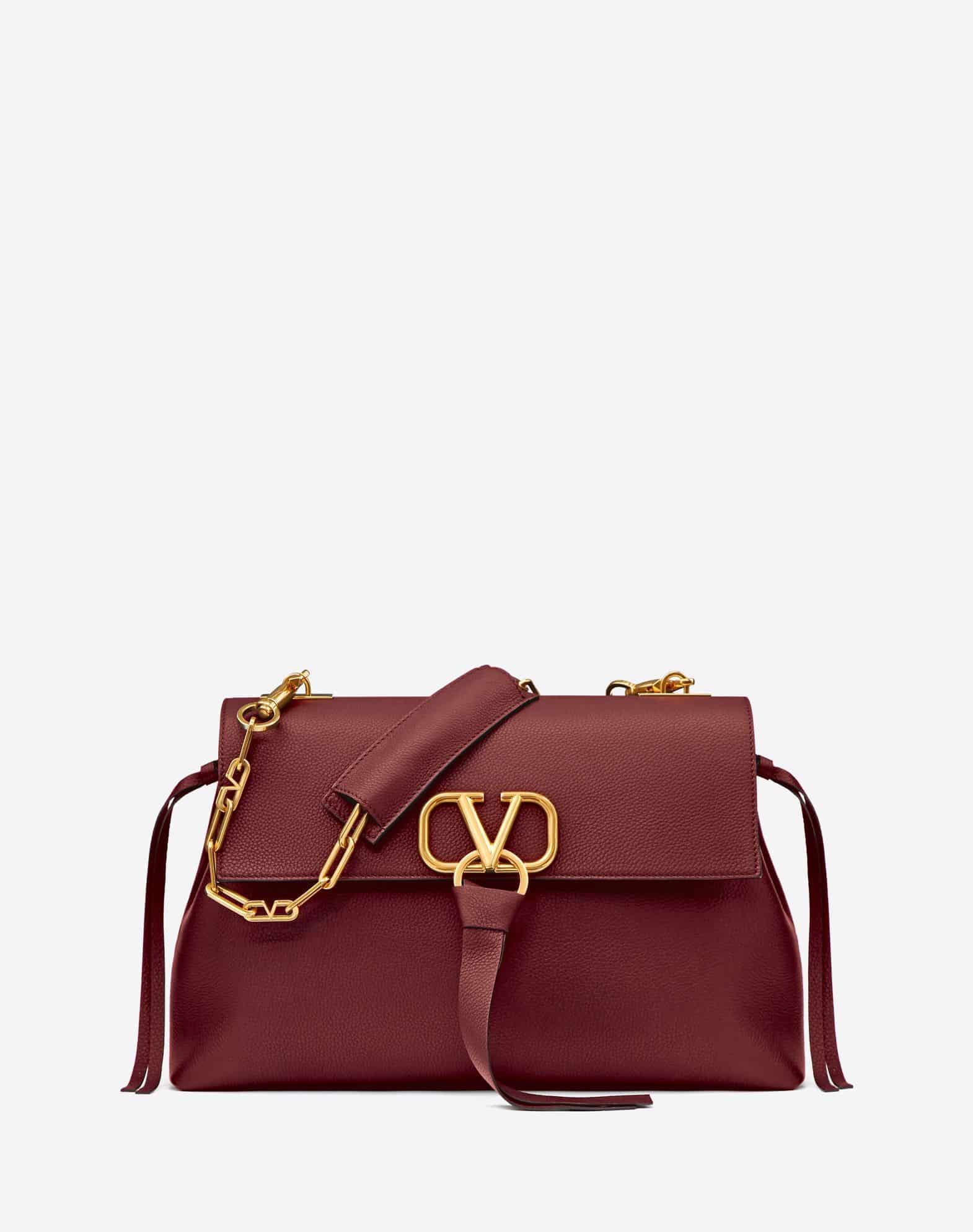 Valentino Medium VRing Grainy Calfskin Chain Bag