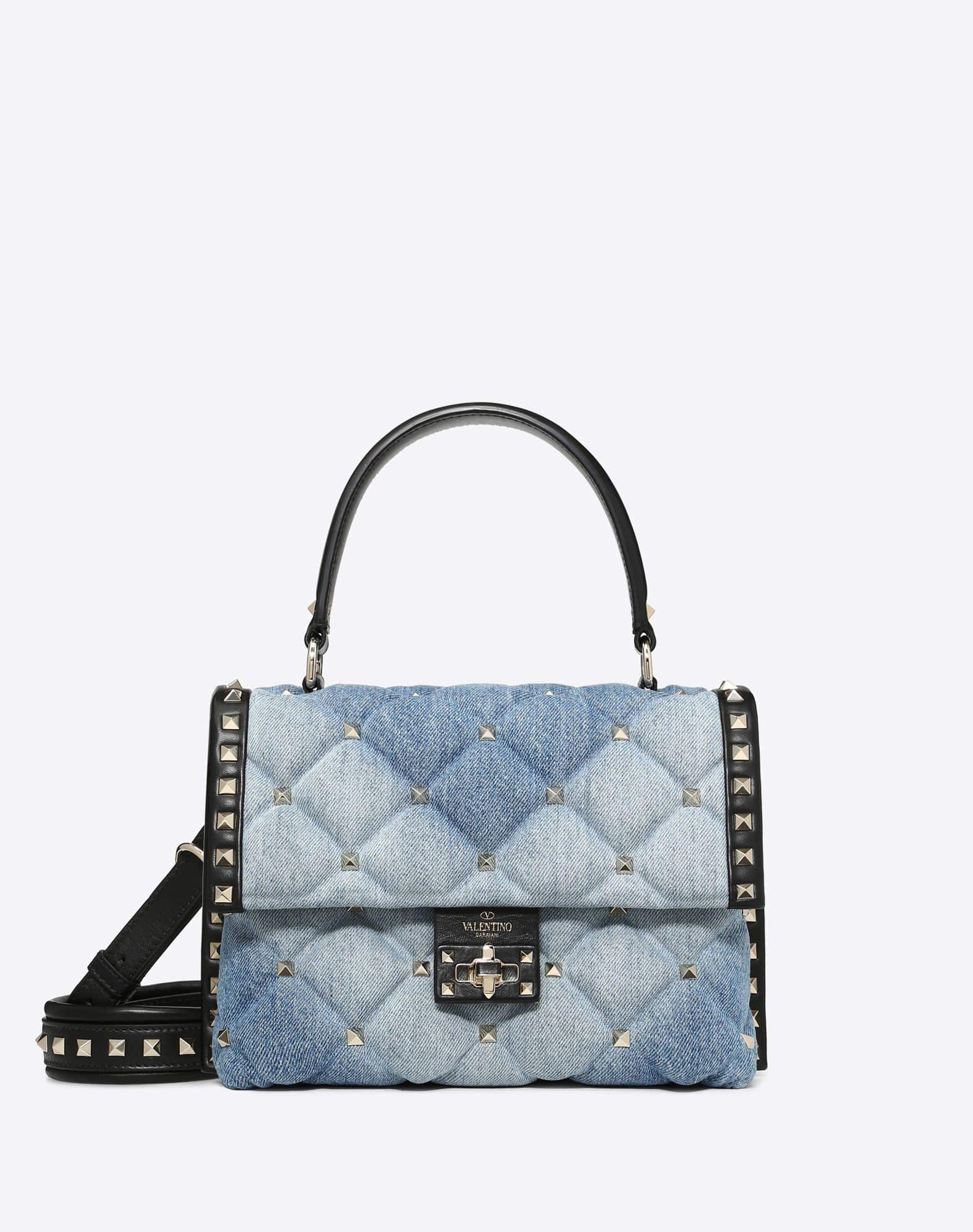 Valentino Medium denim Candystud top-handle bag