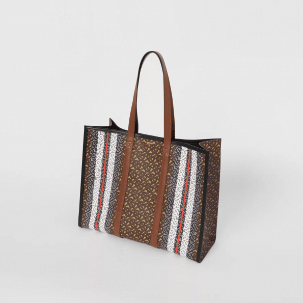 Burberry Monogram Stripe E-canvas Tote Bag