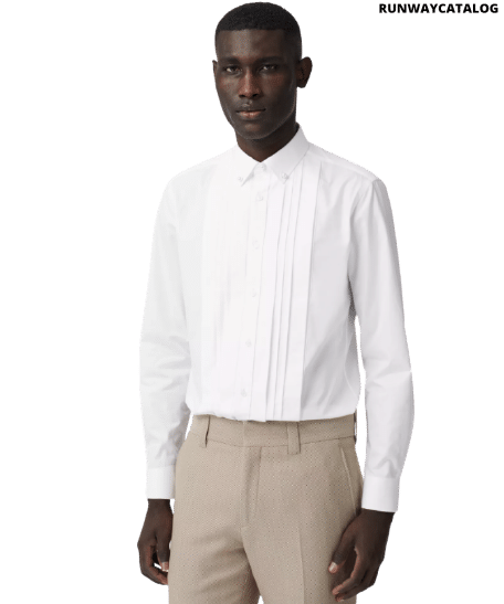 Resin Pearl Detail Cotton Poplin Dress Shirt