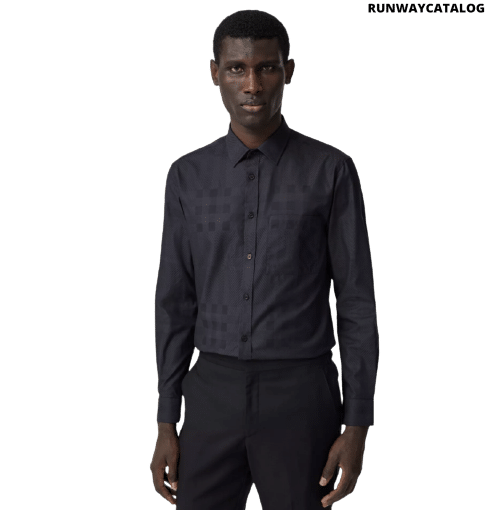Slim Fit Check Cotton Jacquard Shirt