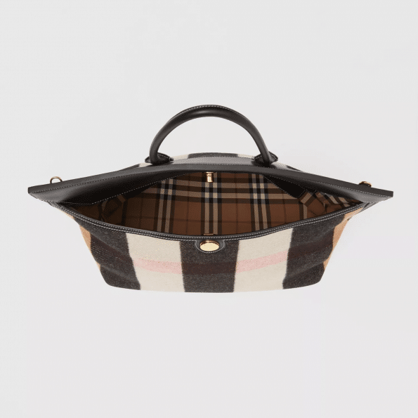 Burberry Check Merino Wool Cashmere Society Top Handle Bag