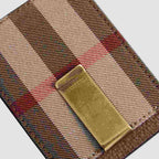 Burberry House Check and Leather Money Clip Card Case