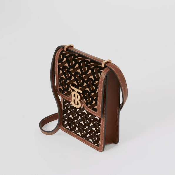 Burberry Monogram Flocked Leather Robin Bag