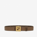 Fendi Brown Leather Reversible Belt FF Buckle