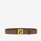 Fendi Brown Leather Reversible Belt FF Buckle